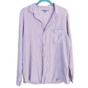 Flax pearl button down shirt lilac pastel purple Small A1